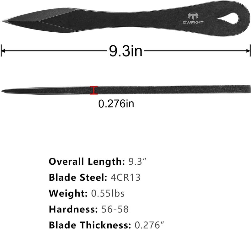 DWFKHT 6 Pack 9.3" Throwing Spikes, Thickness Up To 0.276" Full-Tang Throwing Set, Well Balanced, No Spin Complete with Nylon Sheath for Competition and Recreation - Image 2